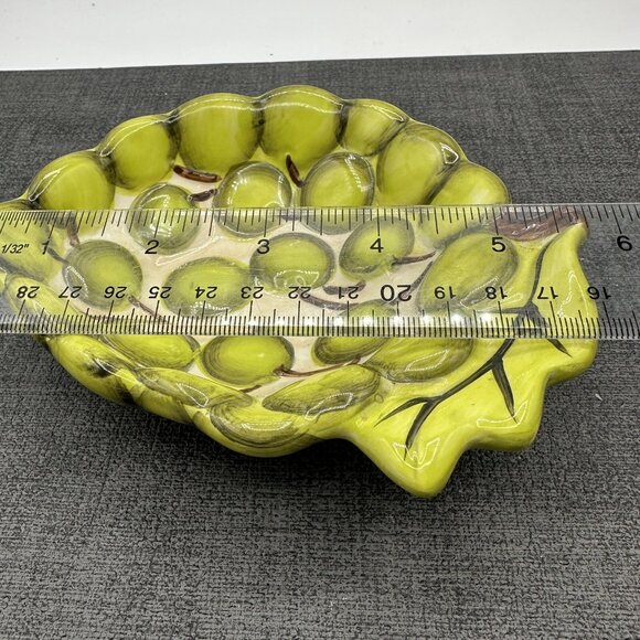 Grape Leaf Green Ceramic Dipping Dish Hand Painted El Camino Linens N Things Vtg - Picture 5 of 11